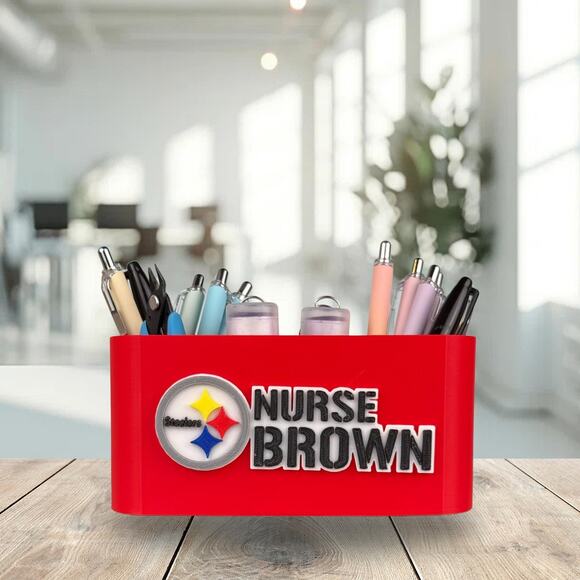 Personalized Pittsburgh Steelers Desk Organizer, Steelers Office Decor - Picture 4 of 10